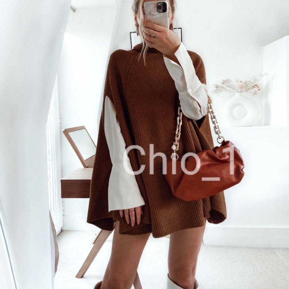 Zara knit turtleneck cape poncho NWT bloggers